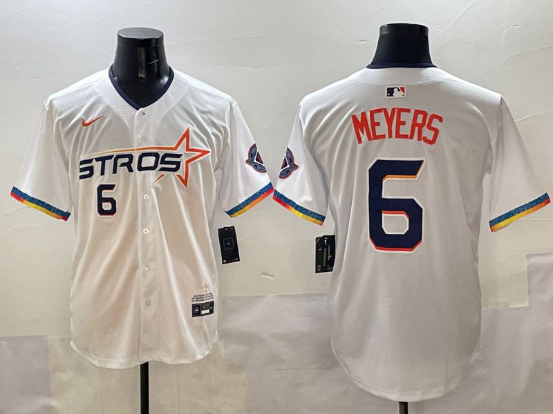 Men Houston Astros #6 Meyers White Four generations Joint Name 2025 Nike MLB Jersey style 4->houston astros->MLB Jersey